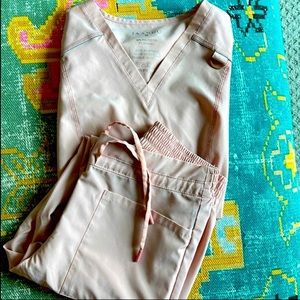 JAANUU Blushing Pink Jogger Scrub Set, Worn Once
